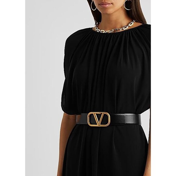 Women's Black Leather Belts for Jeans Dresses With Fashion Gold Buckle - Picture 4 of 4